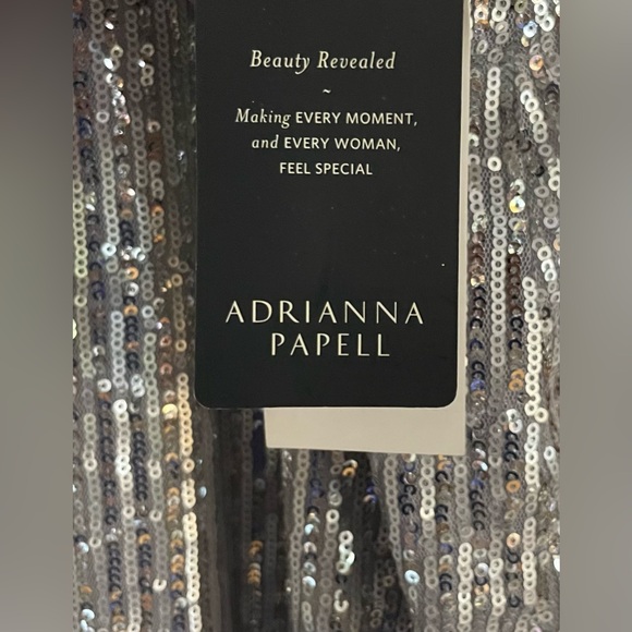 Nwt Adrianna Papell Sequin Cutaway Gown Silver women’s Size 8  US  $ 219 - Picture 14 of 16